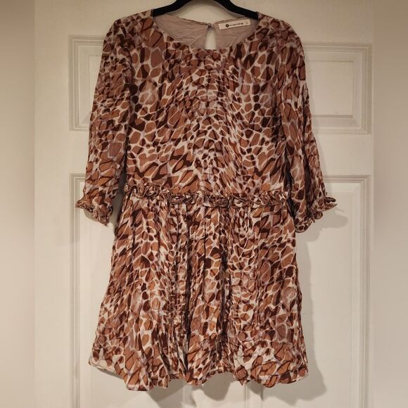The Impeccable Pig brown and tan flowey mini dress - Picture 1 of 5